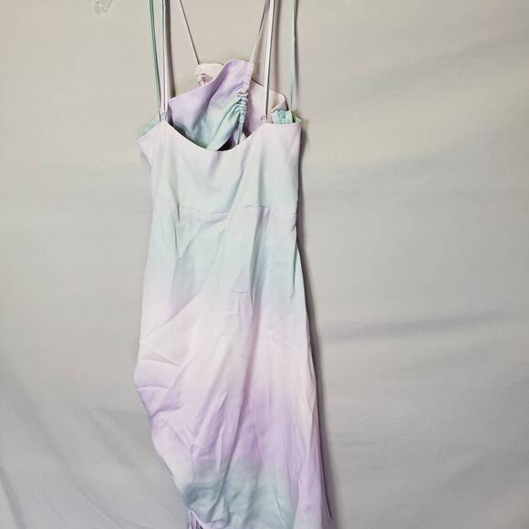 ZARA Tie Dye Satin Effect Mini Dress Drawstring & Cutouts Large - Picture 10 of 10